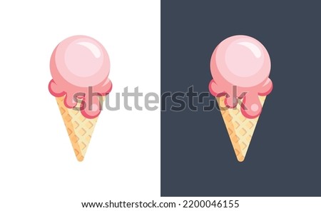 Icecream Vector icon in flat style isolated on White and Black background. 