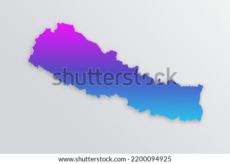 Nepal Map- World map International vector template with 3D, paper style including shadow and Gradient blue, purple color on grey background for design, infographic - Vector illustration eps 10