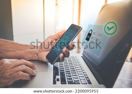 Two factor authentication. Ensure protection, identification concept. Security of online accounts. Royalty-Free Stock Photo #2200095955