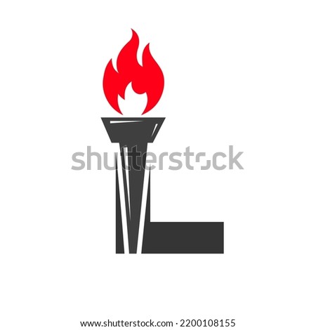 Initial Letter L Fire Torch  Concept With Fire and Torch Icon Vector Symbol