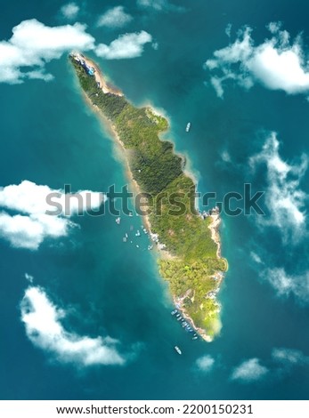 Kerala map aerial top view with clouds so it looks like Iceland top areal  view Royalty-Free Stock Photo #2200150231