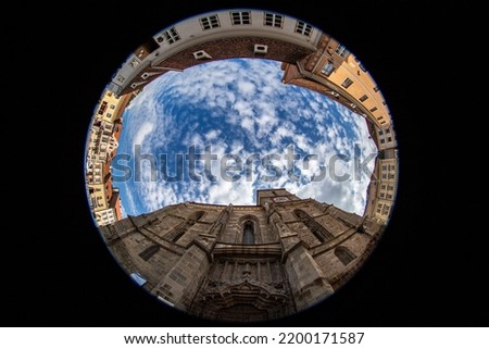 Circular view of the Black Church in Brasov, Romania. That is one of the most visited monuments in Transilvania