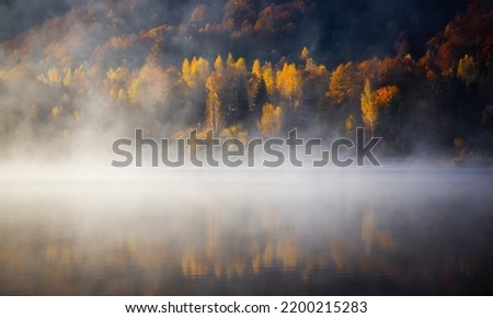 Autum forest lake Coada Lacului - Romania Royalty-Free Stock Photo #2200215283