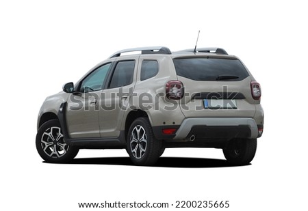 SUV on white background, back view Royalty-Free Stock Photo #2200235665