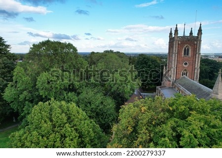 Beautiful High Angle View of St Albans Town Centre of England, Great Britain UK. Residential and downtown buildings image captured on 07th Sep 2022. Drone's point of view. Royalty-Free Stock Photo #2200279337