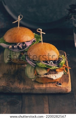 Composition with delicious vegan burger