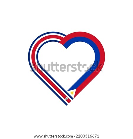 friendship concept. heart ribbon icon of costa rica and philippines flags. vector illustration isolated on white background