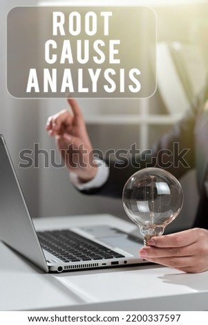 Text showing inspiration Root Cause Analysis. Concept meaning Method of Problem Solving Identify Fault or Problem Royalty-Free Stock Photo #2200337597