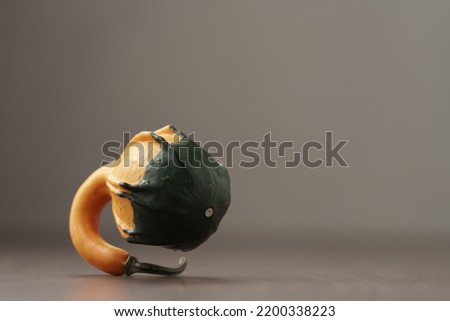 Decorative small pumpkin on wood table