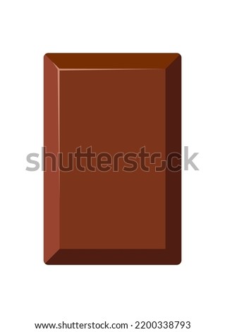 Bitter chocolate bar piece rectangular chunk vector icon. Yummy brown milky choco part. Flat design cartoon style cacao sweet food clip art illustration.