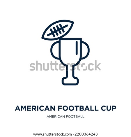 american football cup icon from american football collection. Thin linear american football cup, whistle, cup outline icon isolated on white background. Line vector american football cup sign, symbol