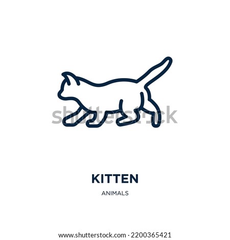 kitten icon from animals collection. Thin linear kitten, pet, animal outline icon isolated on white background. Line vector kitten sign, symbol for web and mobile