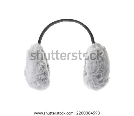 Stylish warm soft earmuffs isolated on white Royalty-Free Stock Photo #2200384593