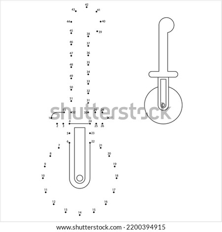 Pizza Cutter Icon Dot To Dot, Pizza Slice Cutter Vector Art Illustration