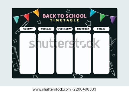 Back to School TimeTable Template Stationery Background