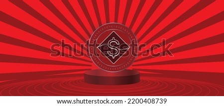 Neutrino USD USDN cryptocurrency vector illustration logo isolated on red coin on red background, futuristic decentralized blockchain illustration cryptocurrency concept background, Poster, print