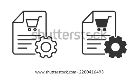 Cart with gear. Procurement icon. Order, purchase processing symbol. Vector illustration. Royalty-Free Stock Photo #2200416493