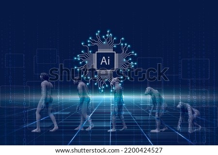 Human evolution, natural selection, from monkeys to modern humans. Anthropology and genetic heritage, Concept for human evolution Digital from analog data,Artificial Intelligence ,AI Royalty-Free Stock Photo #2200424527