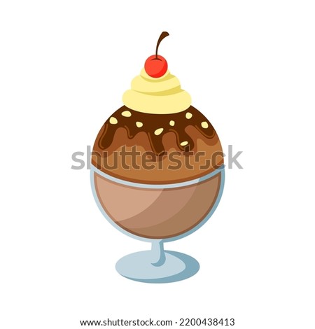 cute of sundae on cartoon version,vector illustration