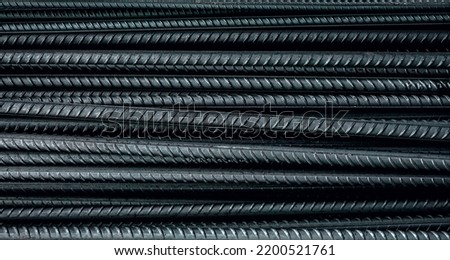 A set of reinforced steel. metal, iron background. Steel armature. Gray new metal fittings. The bars of reinforcement.  Royalty-Free Stock Photo #2200521761
