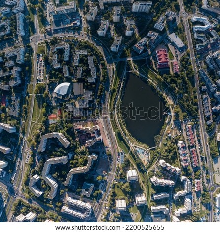 Warsaw cityscape aerial drone photo 