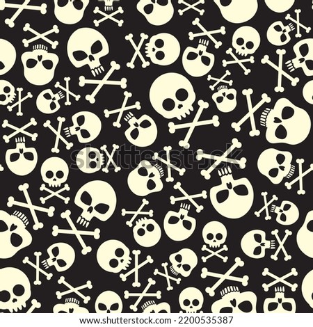 Pattern with skulls and bones. Scary Halloween skull pattern for fabric, wrapping paper.