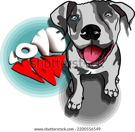 WHITE PUPPY VECTOR WITH TEXT I LOVE YOU