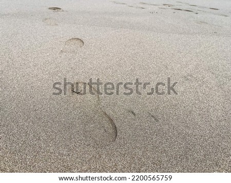 Footprints on wet sand at a beach