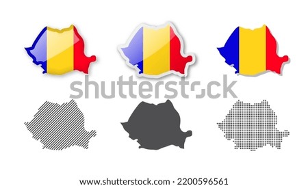 Romania - Maps Collection. Six maps of different designs. Set of vector illustrations