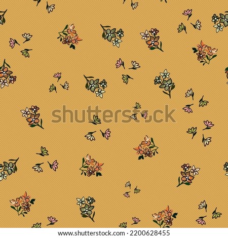 Small Flower Leaf Hand Drawn Concept Design Trendy Background Perfect for Fabric Print Trendy Background Trendy Color Cards Print on the Floor Home Textile Fabric Wall Cards Wrap Cards Carpet Rug Back