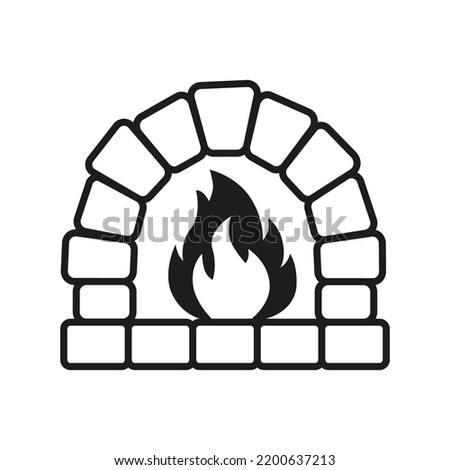 Vector winter logo design. Black and white Christmas fireplace icon