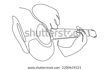 continuous line of guitarist playing guitar