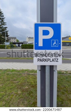 German parking sign with the German addition disabled parking space