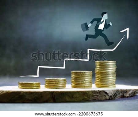 Business growth concept man running growing business arrow royalty free stock image
