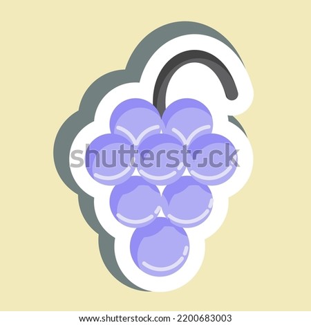 Sticker Grape. suitable for education symbol. simple design editable. design template vector. simple illustration