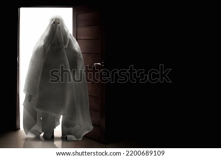 White ghost in haunted house