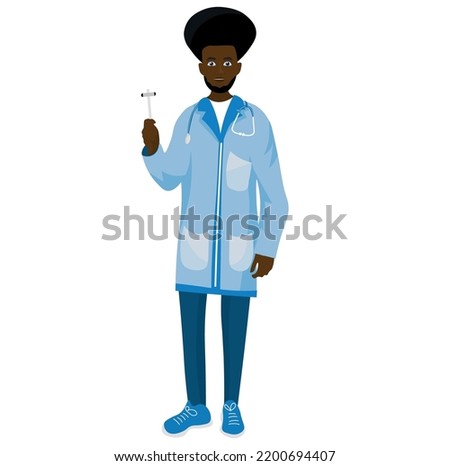 Male African-American neurologist on white background