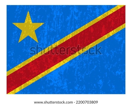 Democratic Republic of the Congo grunge flag, official colors and proportion. Vector illustration.