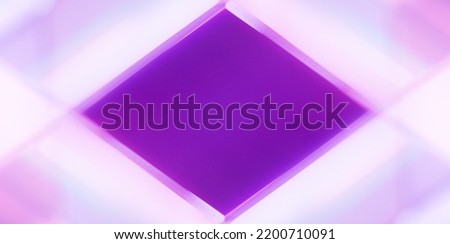 Neon light frame. Glow background for logo. Geometric figure. Defocused fluorescent velvet violet purple pink white color radiance modern abstract copy space wallpaper.