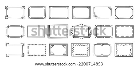 Doodle frames set, hand-drawn monograms.Edgings and cadres with simple sketchy elements for your design.Isolated. Vector illustration. Royalty-Free Stock Photo #2200714853