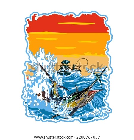 Sailfish Fishing logo illustration vector template image Marlin Fishing