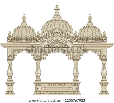 Traditional Indian Mughal arch temple vector illustration Royalty-Free Stock Photo #2200767923