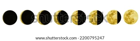 Lunar cycle phases, on neutral background