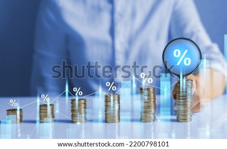 Increasing interest rates and dividends provision of financial services.  Royalty-Free Stock Photo #2200798101