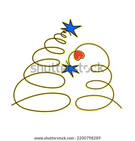 Two linear Christmas trees. Christmas pine tree. Vector formatss