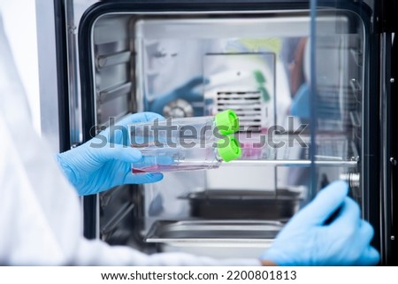 Laboratory incubator at cell culture laboratory Royalty-Free Stock Photo #2200801813