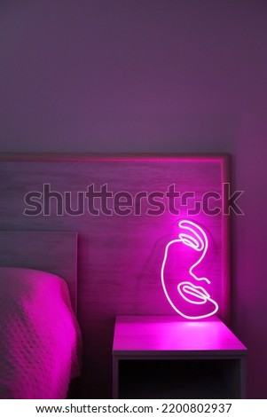 Pink neon sign beauty face. Trendy style. Neon sign. Custom neon. Home decor.