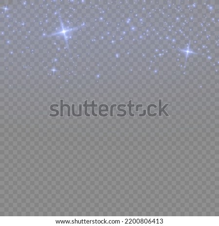 Blue dust. Yellow sparks shine light effect. Vector sparkles on a transparent background. Christmas abstract smoke and wind pattern. Shiny fairy dust particles with smoke and star in yellow color.