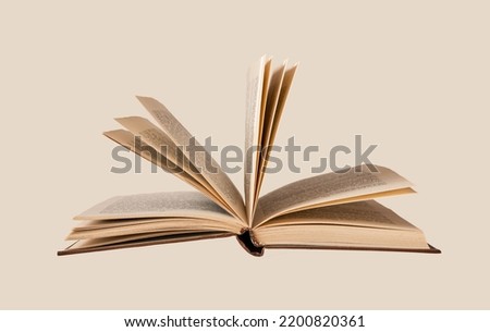 Open book. Turning pages. Novel, encyclopedia, guide. Intelligence, wisdom, education concept. High quality photo Royalty-Free Stock Photo #2200820361