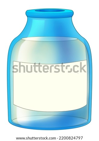 Cartoon element glass bottle for liquid or medicine container isolated illustration for children